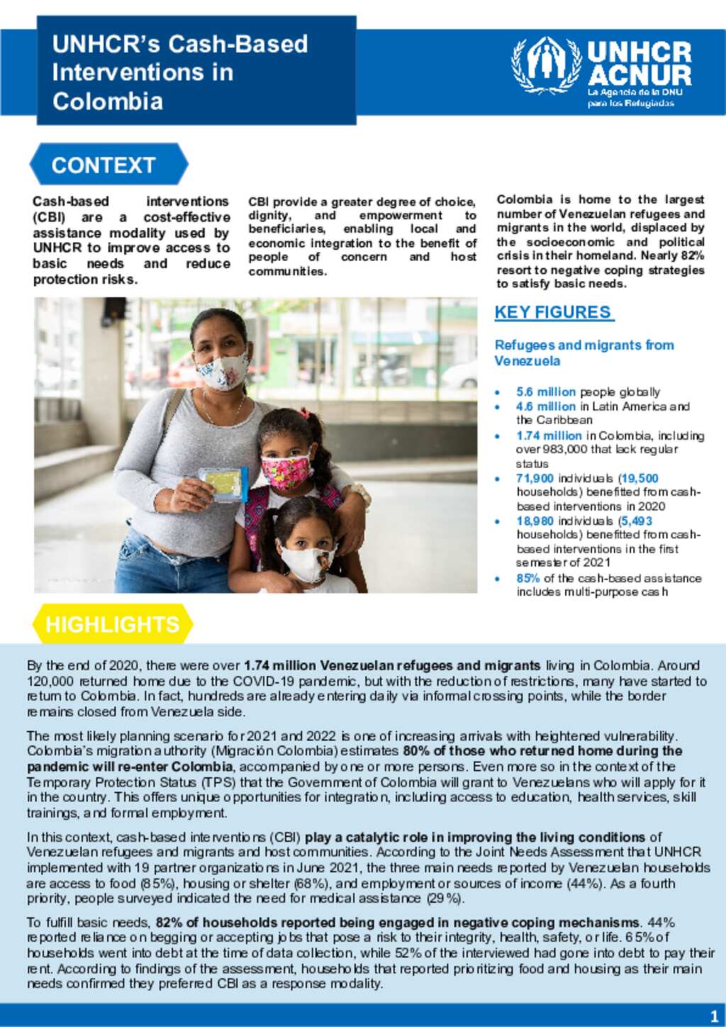 Document UNHCR S Cash Based Interventions In Colombia