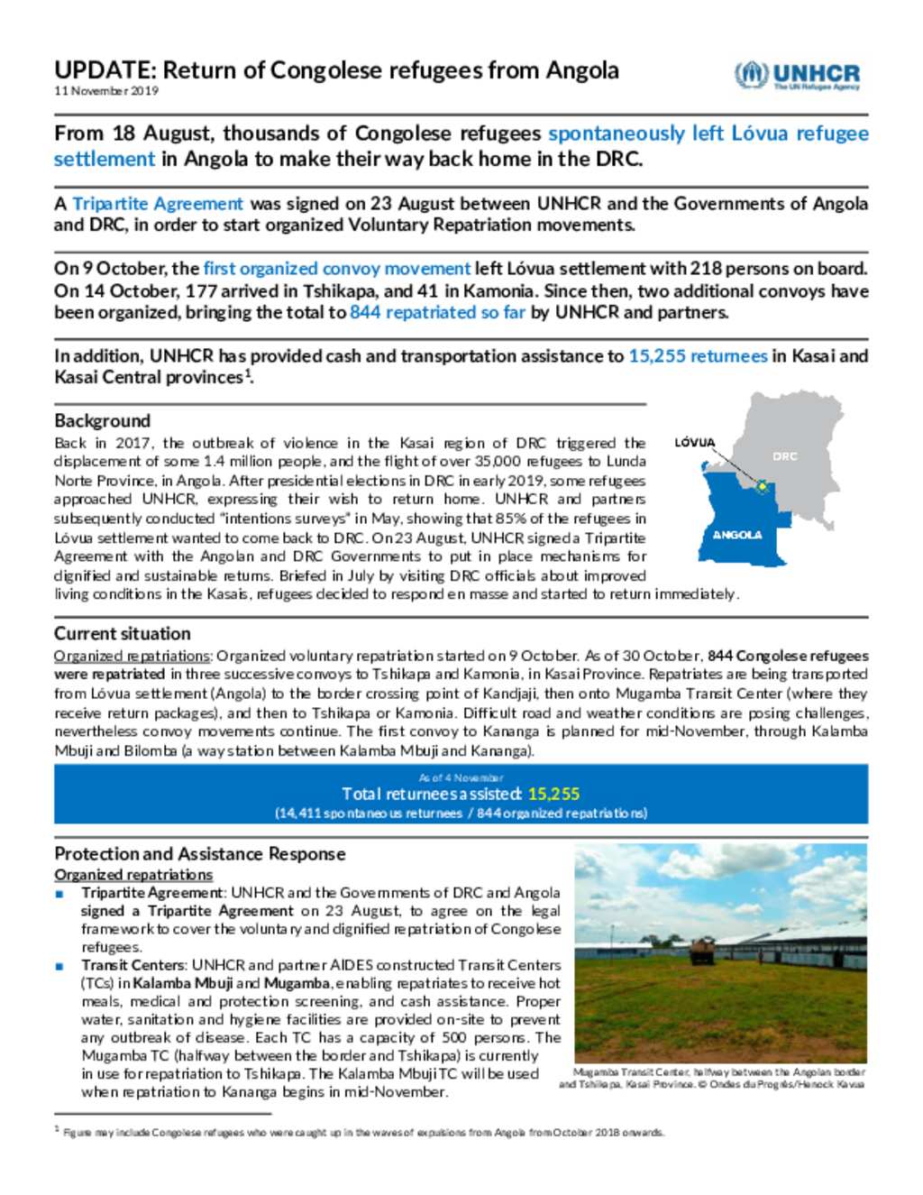 Document UNHCR DRC Return Of Congolese Refugees From Angola