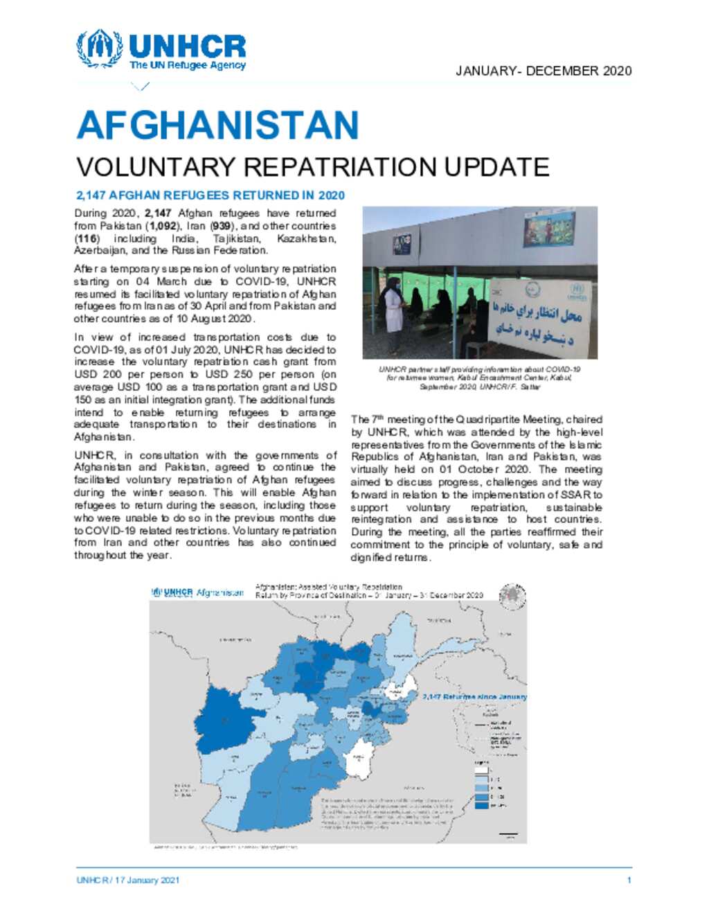 Document Afghanistan Voluntary Repatriation Update December