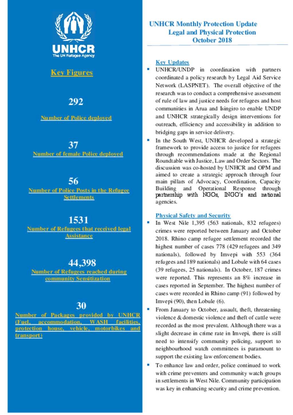 Document Legal And Physical Protection Thematic Report For October