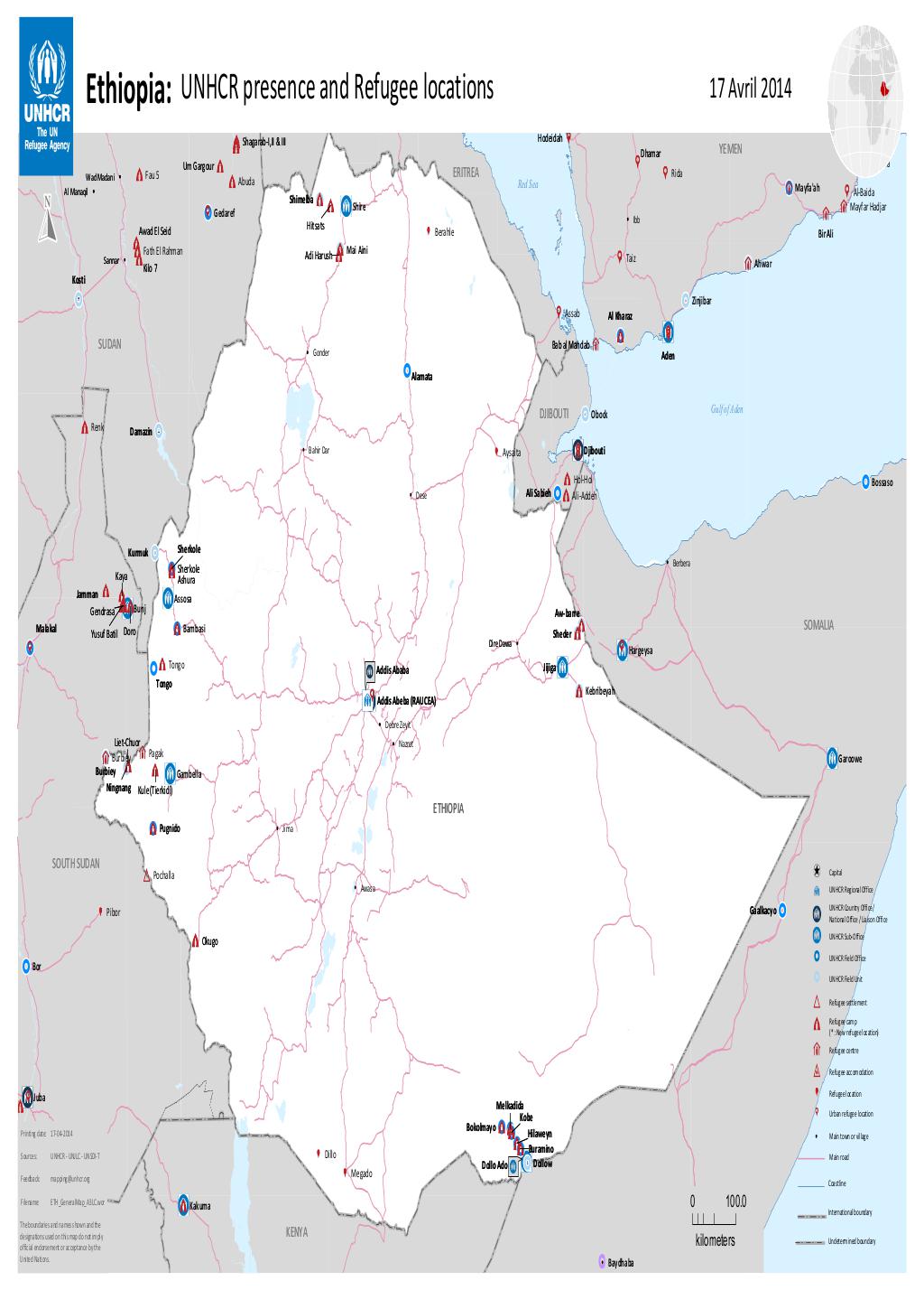 Document Ethiopia Unhcr Presence And Refugee Locations Avril