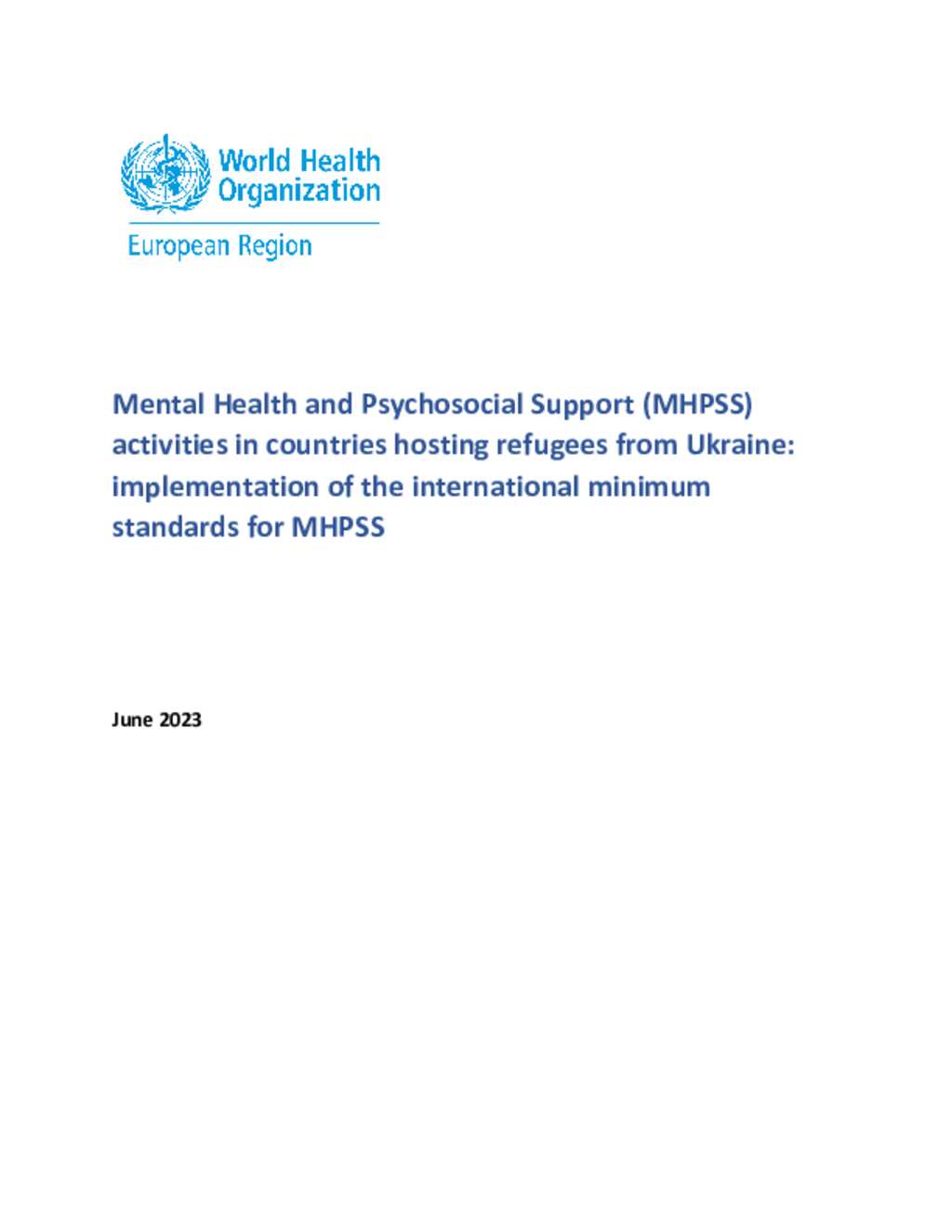 Document - Implementation Of The Minimum Standards For MHPSS In RRCs