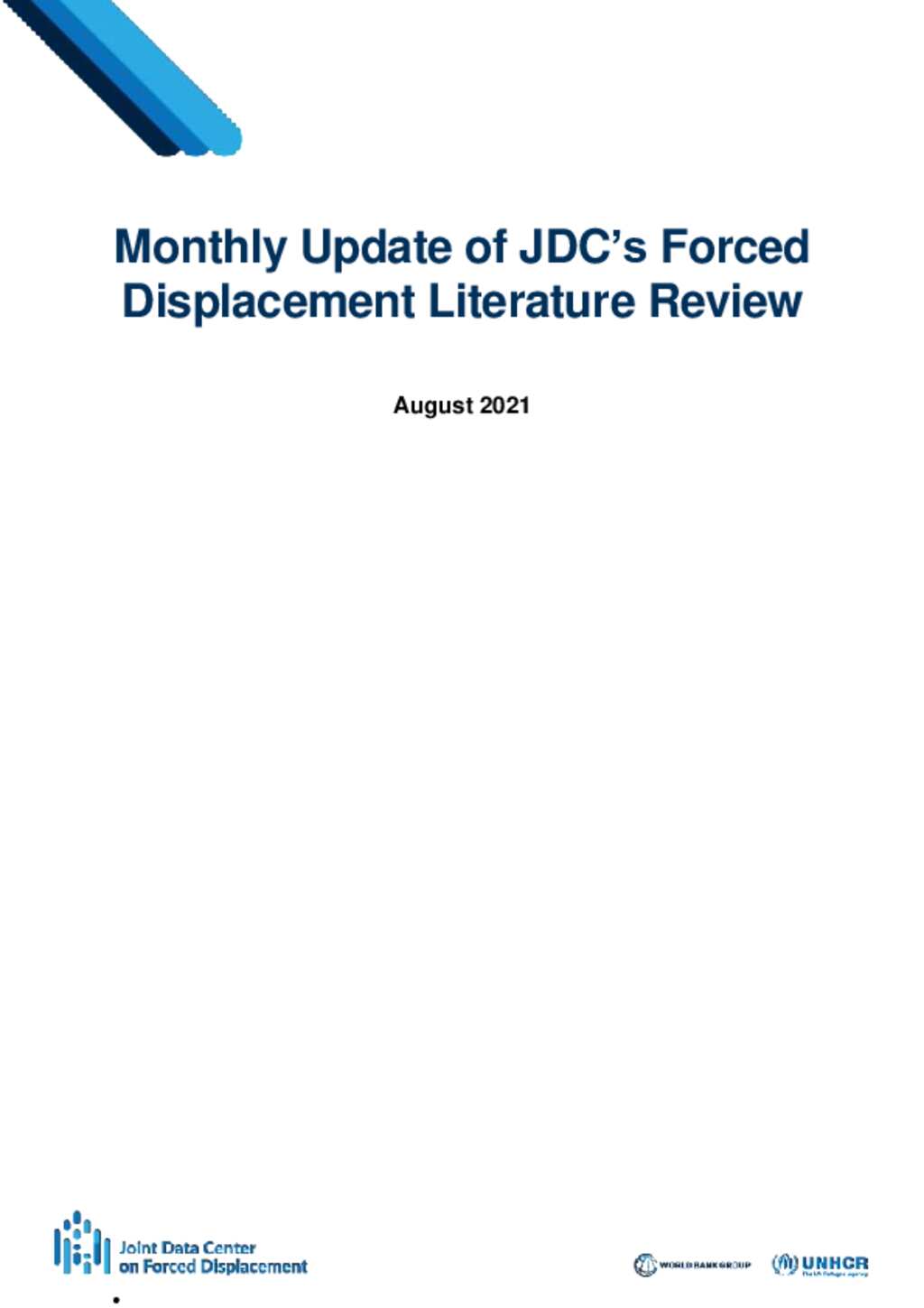 Document - World Bank/UNHCR - Joint Data Centre: Monthly Update Of ...