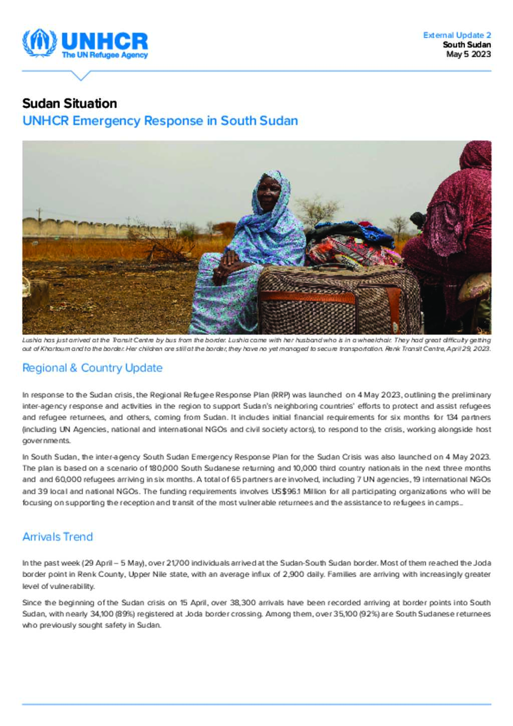 Document UNHCR External Update 2 Sudan Situation   Big 06088dc00f59e0ba27417f710eea3dab2247e604 