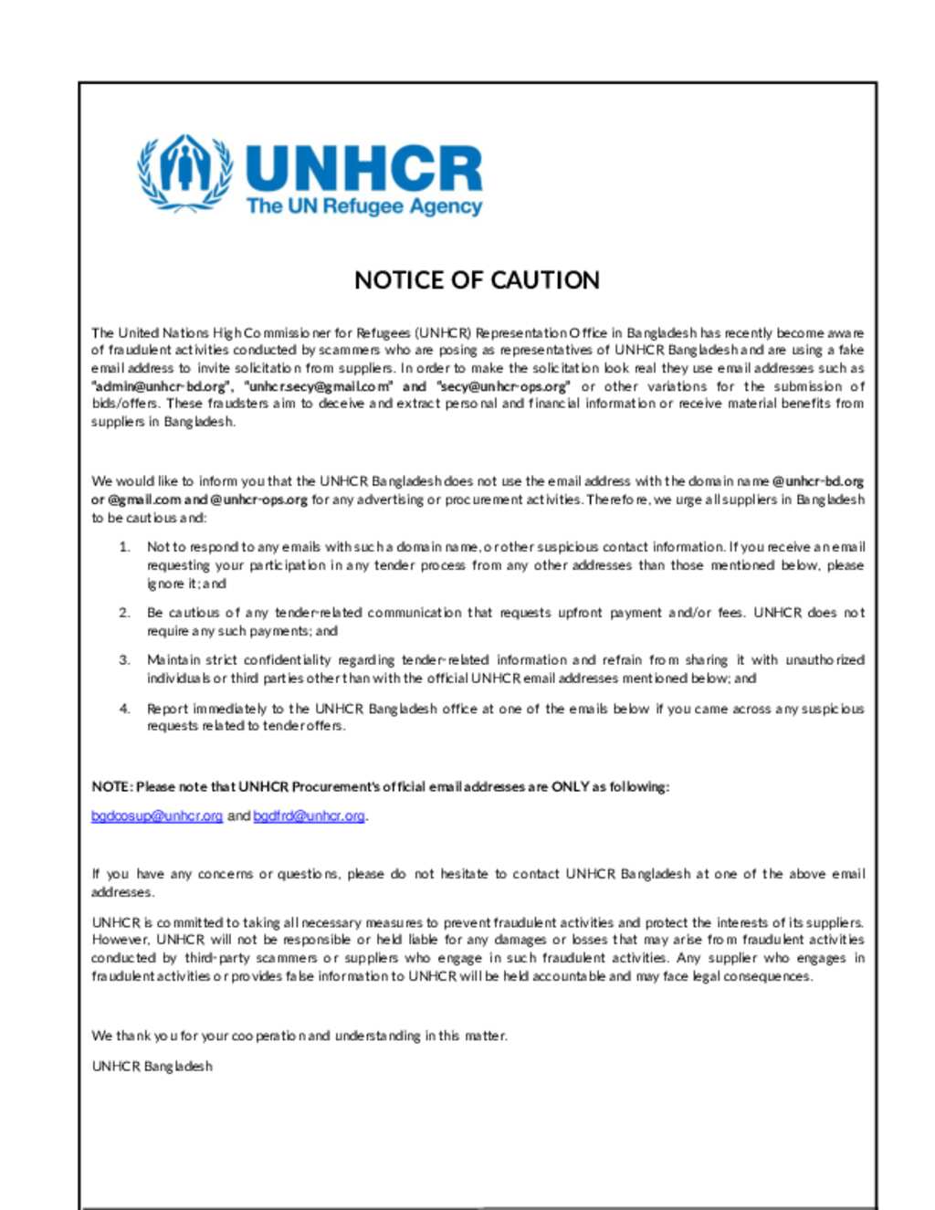 Document NOTICE OF CAUTION ENGLISH document-notice-of-caution-english