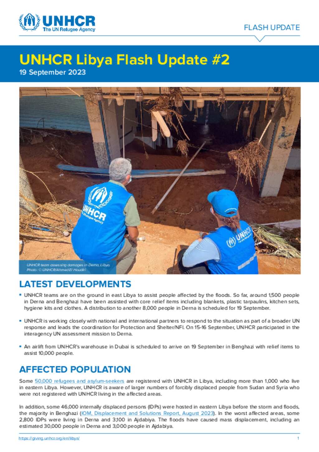 Document - UNHCR Libya Floods Flash Update #2