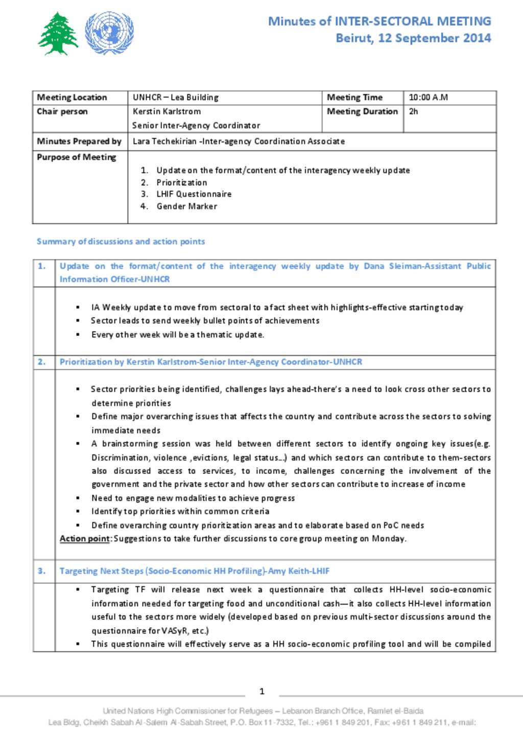 Document - Intersectoral-Beirut-MoM-129/2014