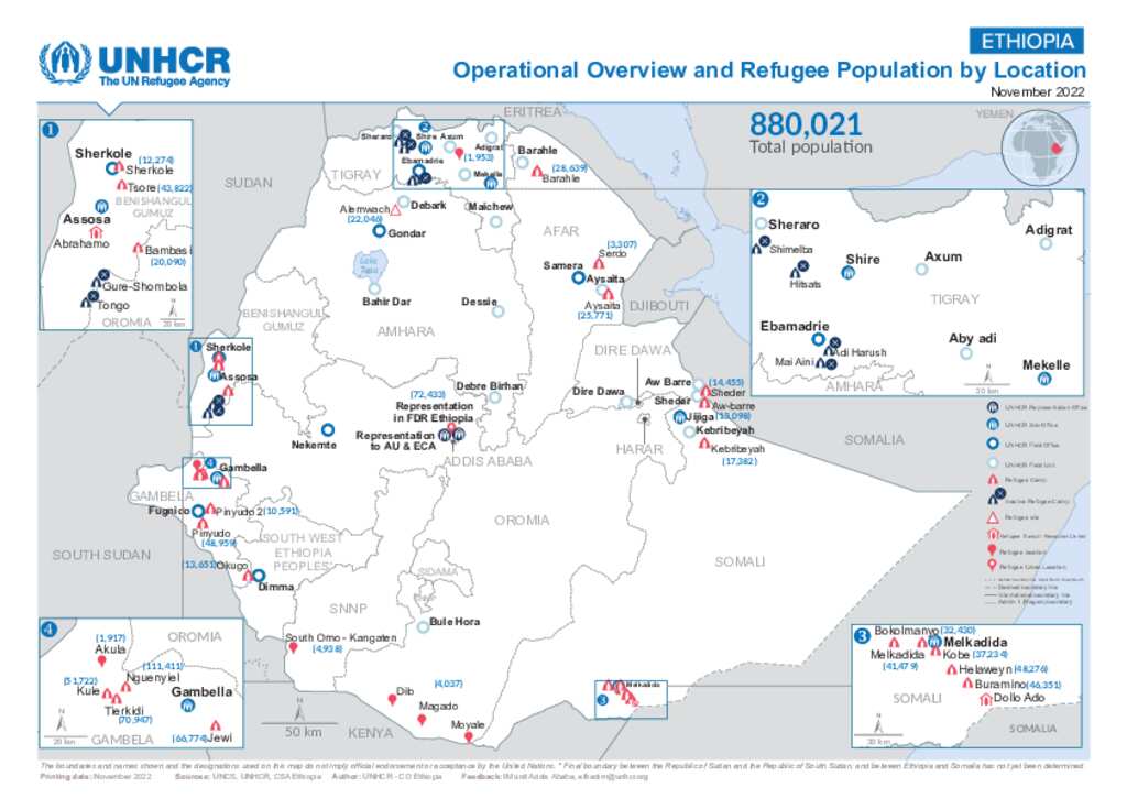 Document UNHCR Ethiopia Operational Overview and Refugee by location