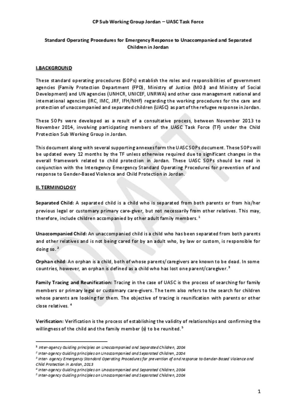 Document - Unaccompanied And Separated Children Standard Operating  Procedures (Sops) English