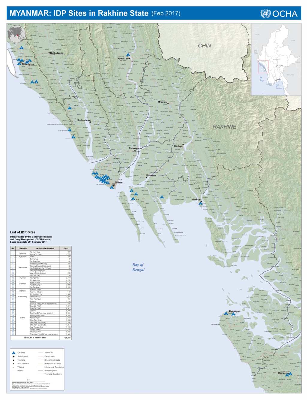 Document Map (detailed) of IDP Sites in Rakhine State February 2017