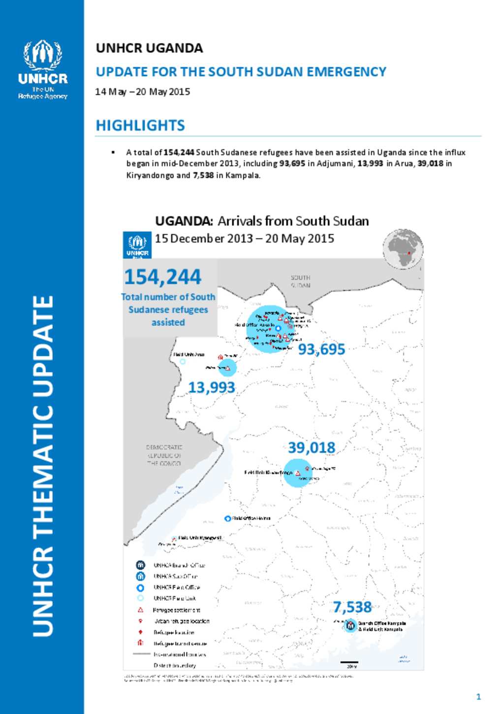 Document - UNHCR UGANDA OPERATIONAL UPDATE FOR THE SOUTH SUDANESE ...