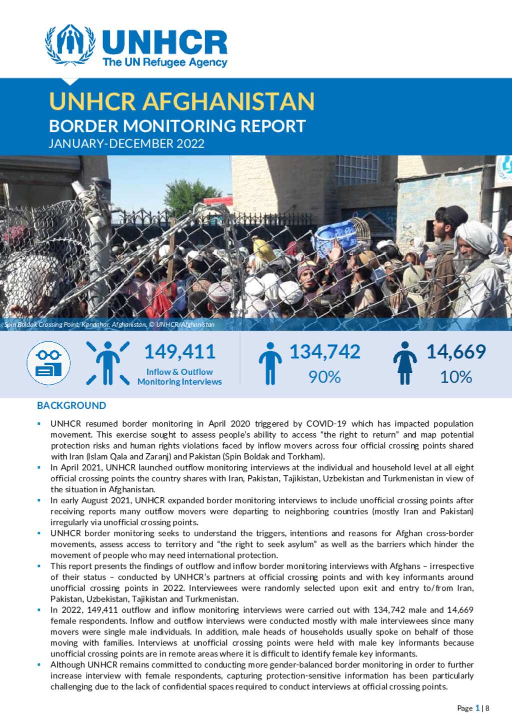 Document - UNHCR Afghanistan Border Monitoring Report 2022