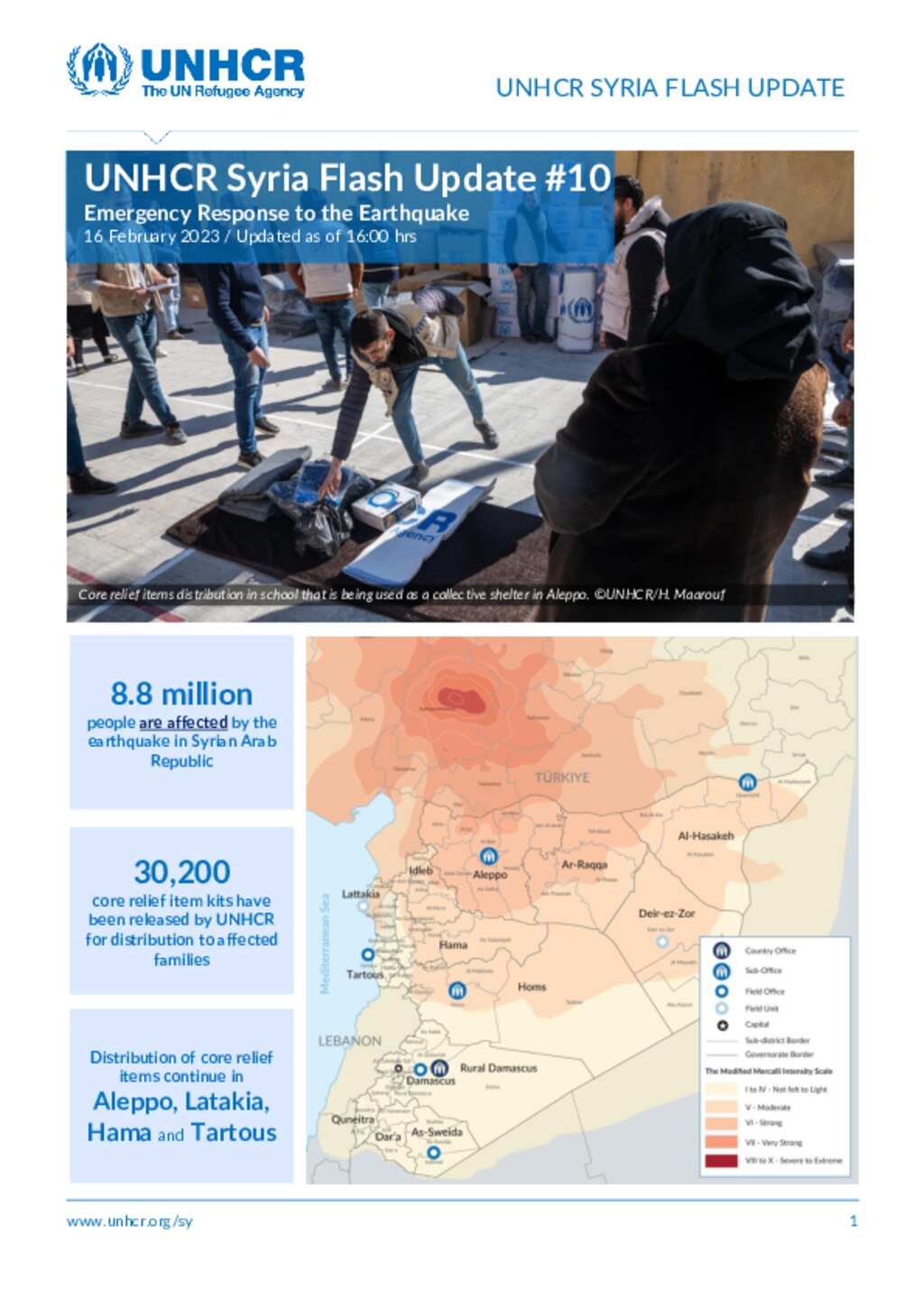 Document - UNHCR Syria Emergency Response To Earthquake: Flash Update #10