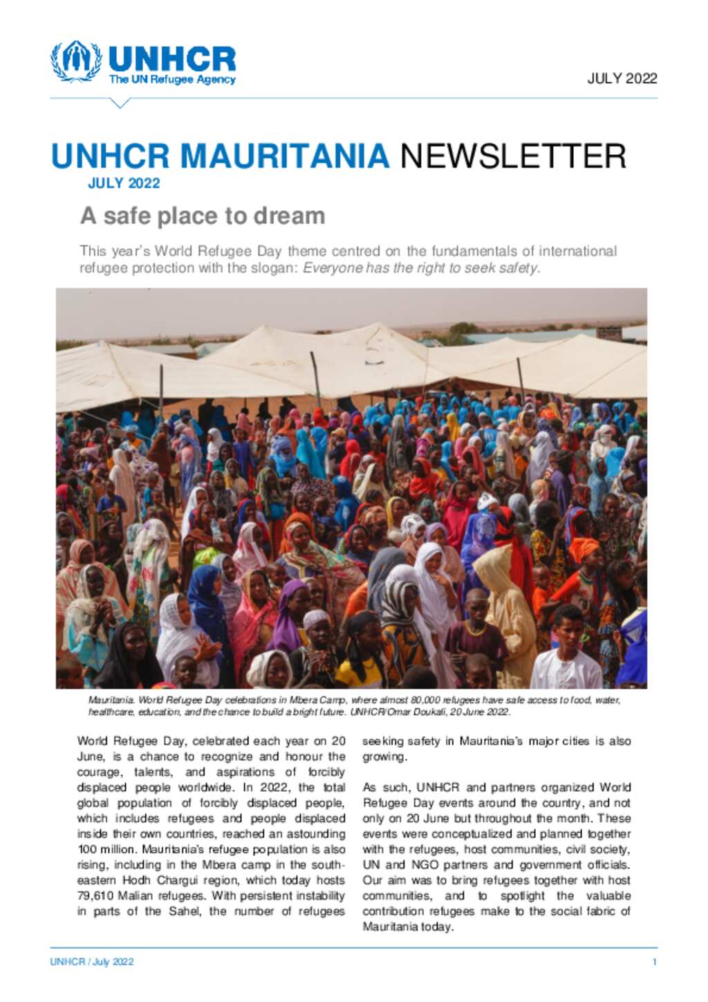 Document - UNHCR Mauritania Newsletter - July 2022