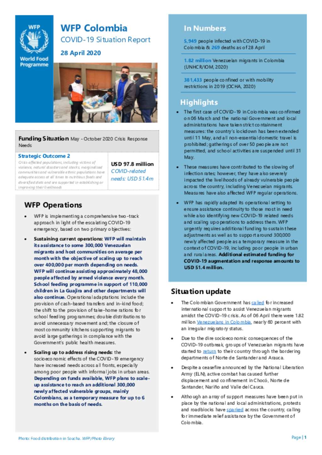 Document Colombia Situation Report 28 April WFP   Big 45b92ecebdd060da95b675887e60b0da01e27aa0 