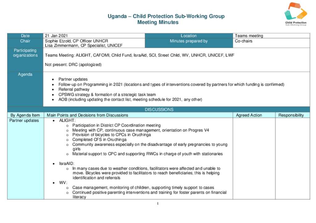 Document Cpswg Minutes Of Meeting 21 January 21