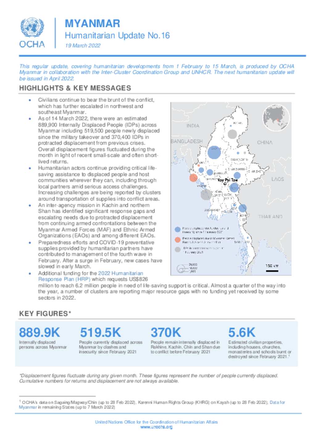 Document - Myanmar: OCHA Myanmar - Humanitarian Update - No.16