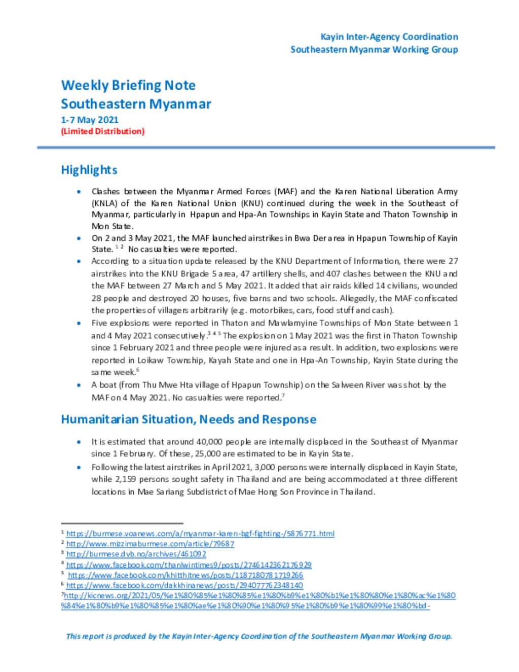 Document - Myanmar UNHCR Weekly Briefing Note (1-7 May 2021)