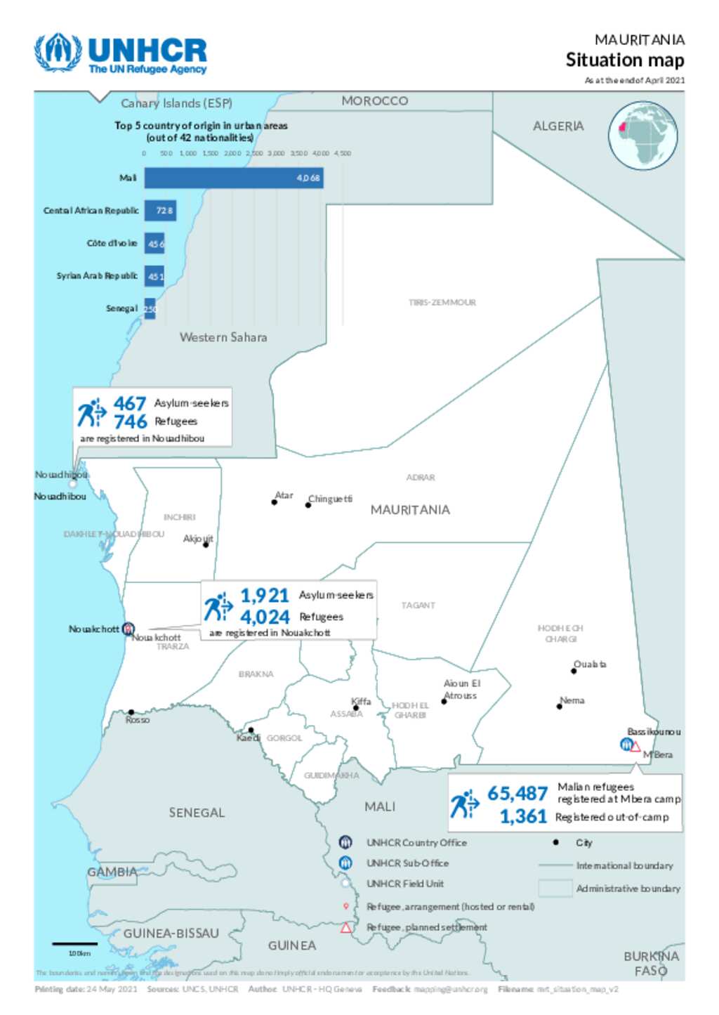 Document - Mauritania - Situation map as at end of April 2021
