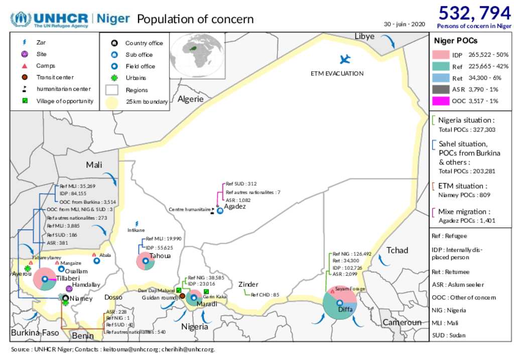 Document - UNHCR Niger - Map Population of Concern - June 2020