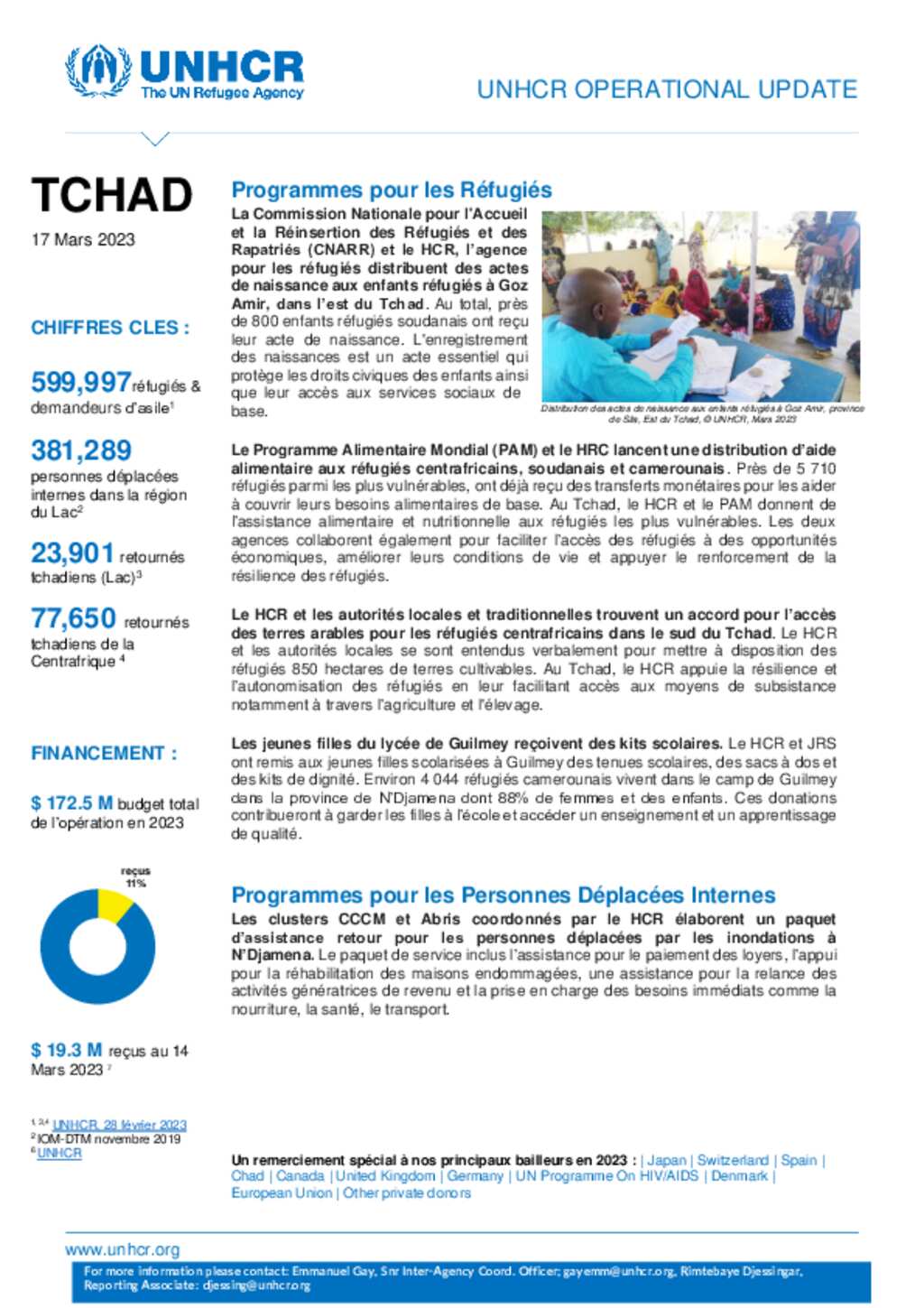 Document - Tchad Rapport Operationnel Hebdomadaire Externe 17 Mars.
