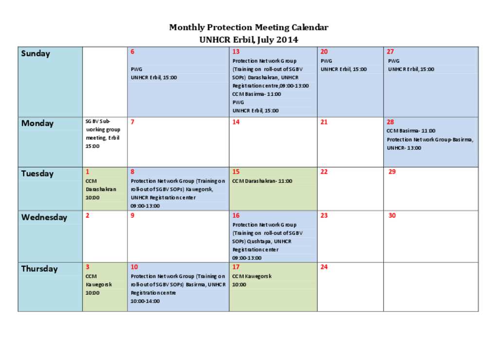 Document Monthly Protection Calendar July 14