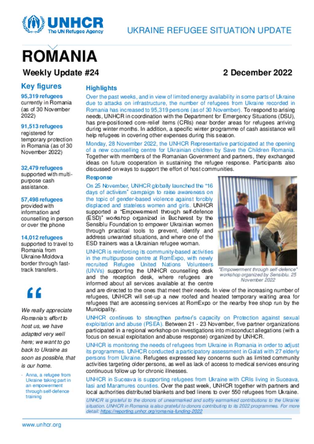 Document - UNHCR Romania _Ukraine Refugee Situation Update - 2 December ...