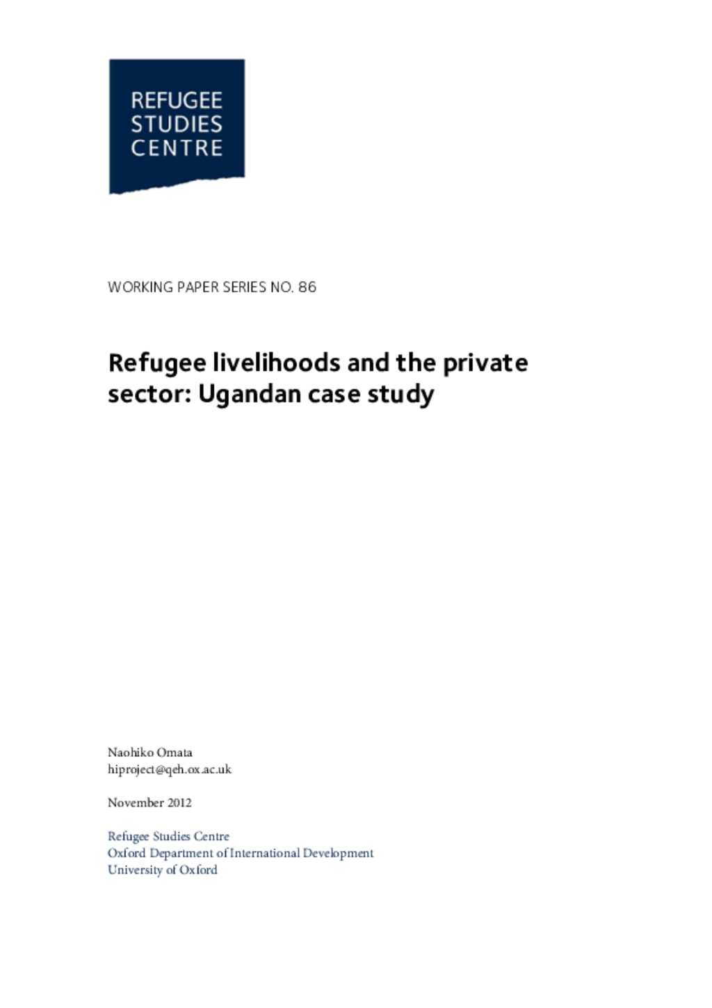 a comparative case study of american and ugandan refugee policies