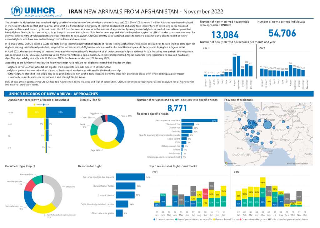 Document - UNHCR Iran: New Arrivals From Afghanistan - End November 2022