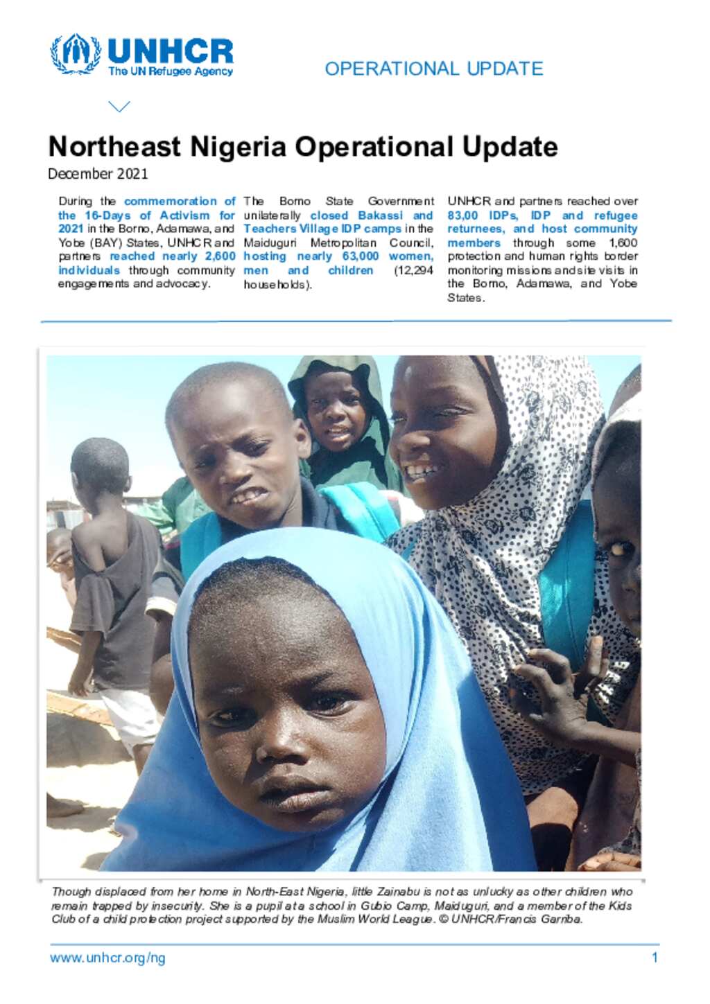 Document - UNHCR Nigeria: North-East Nigeria Operational Update ...