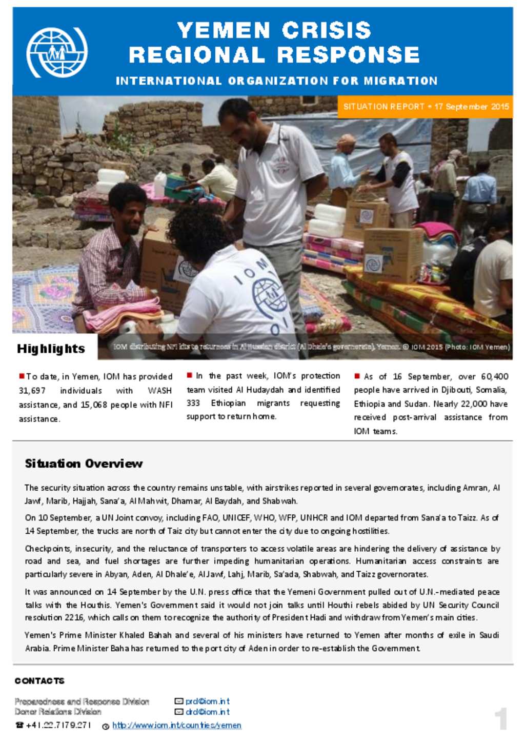 Document - IOM Regional Response to the Yemen Crisis