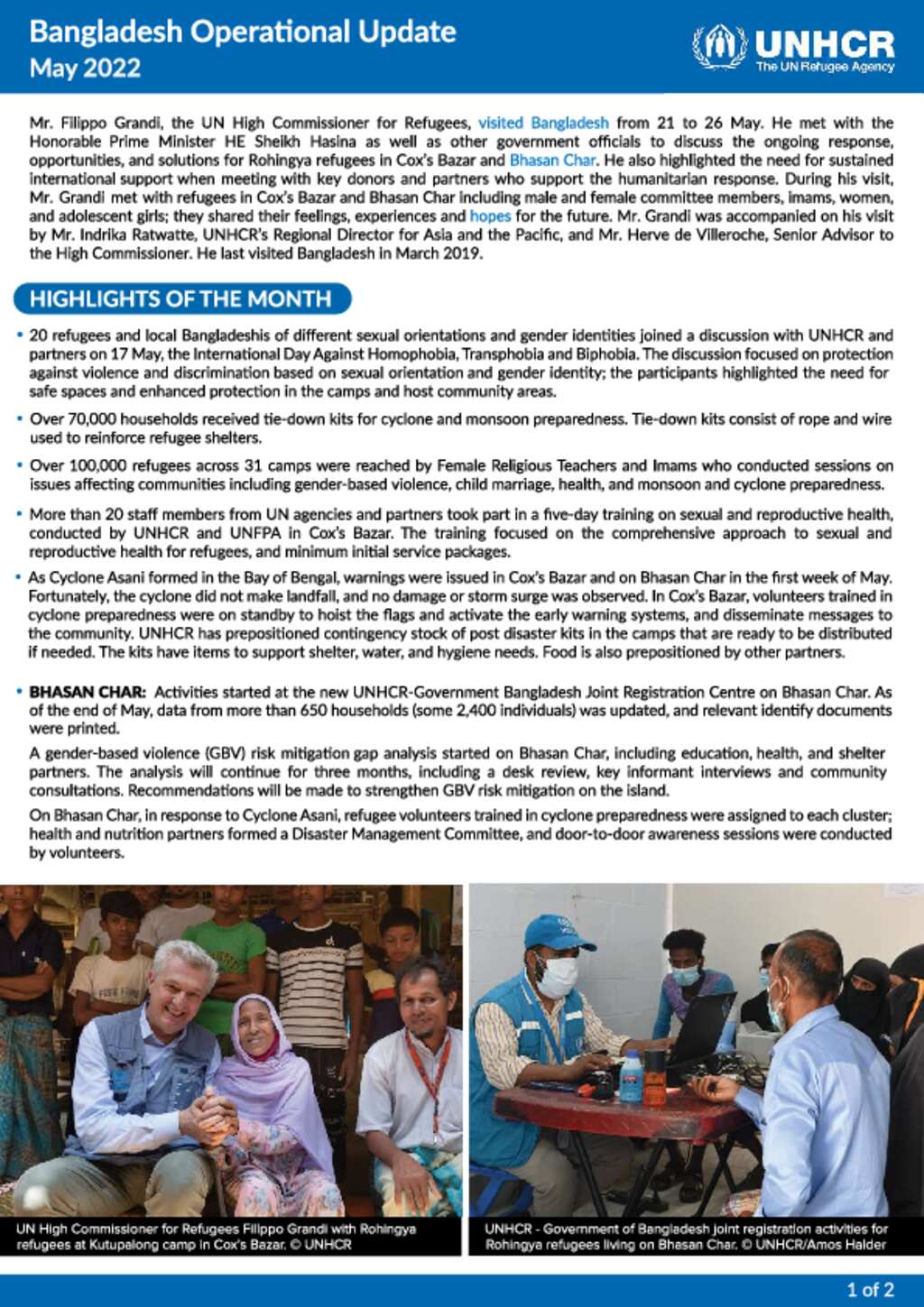 Document Unhcr Bangladesh Operational Update May