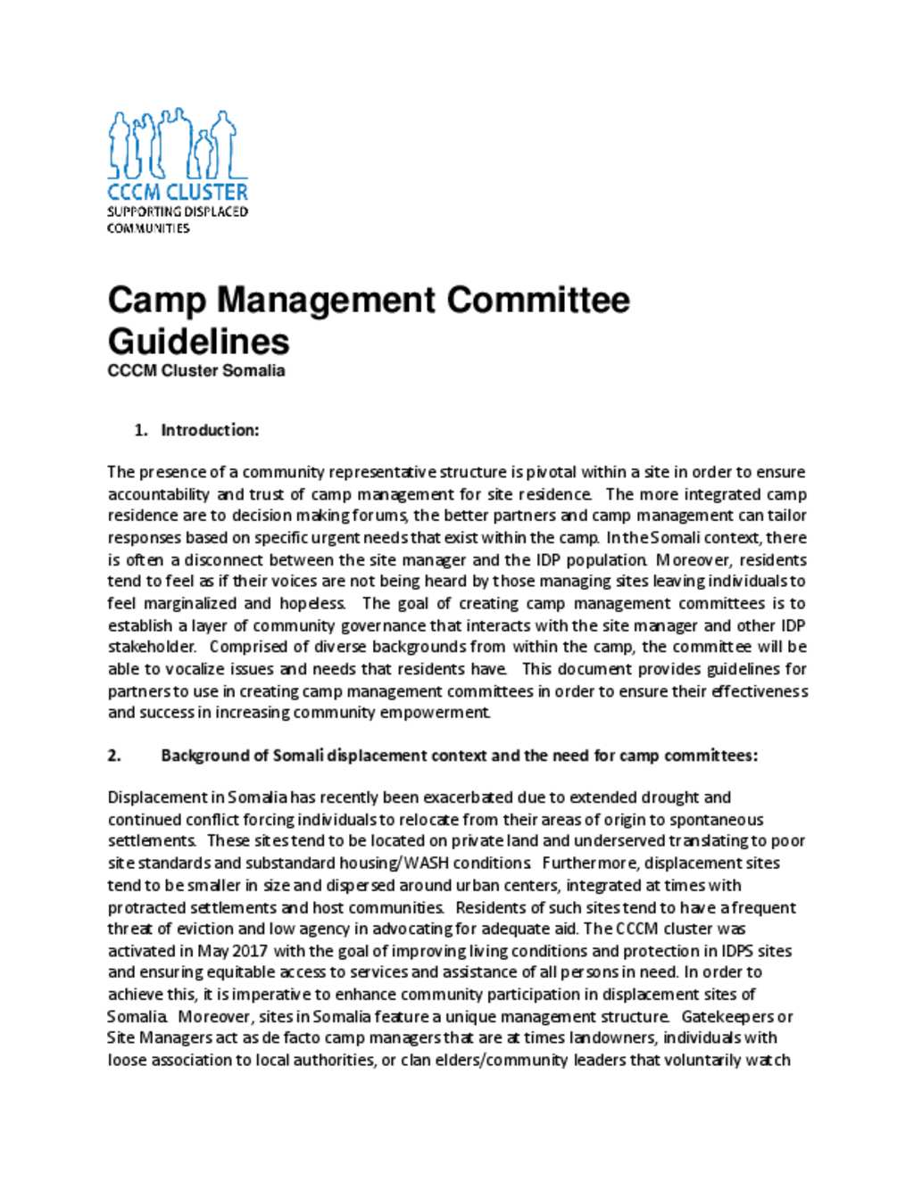 Document Camp Management Committee Guidelines