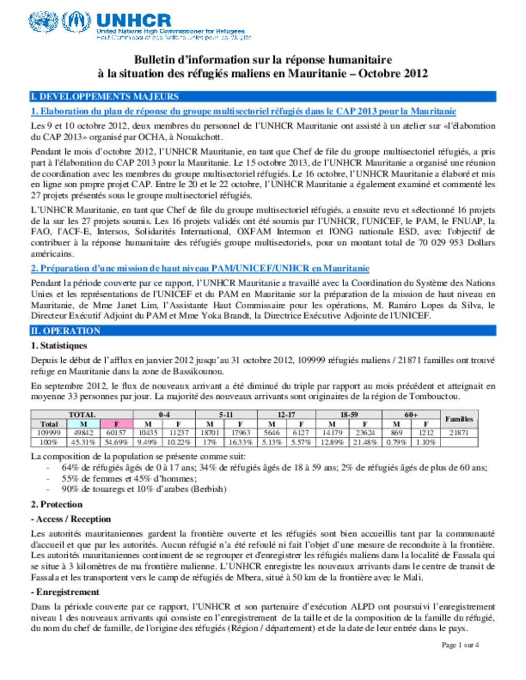 Document - 10 UNHCR Mauritanie - Bulletin d'information sur les ...