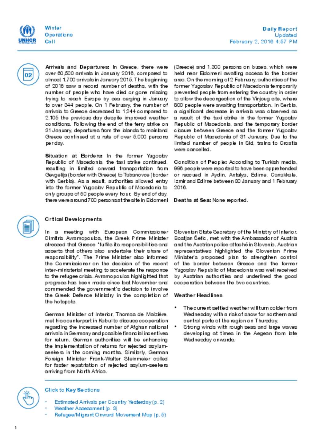 Document - Winter Operations Cell Daily Report 02 February 2016