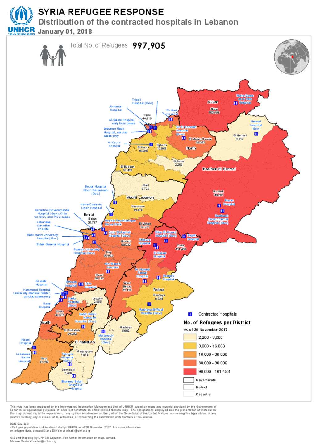 Document - UNHCR - Health - Lebanon Map of distribution of contracted ...