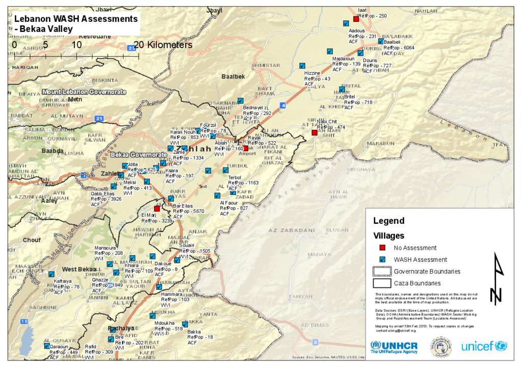 Document - WASH Assessment Map - Bekaa Valley - Feb 2013