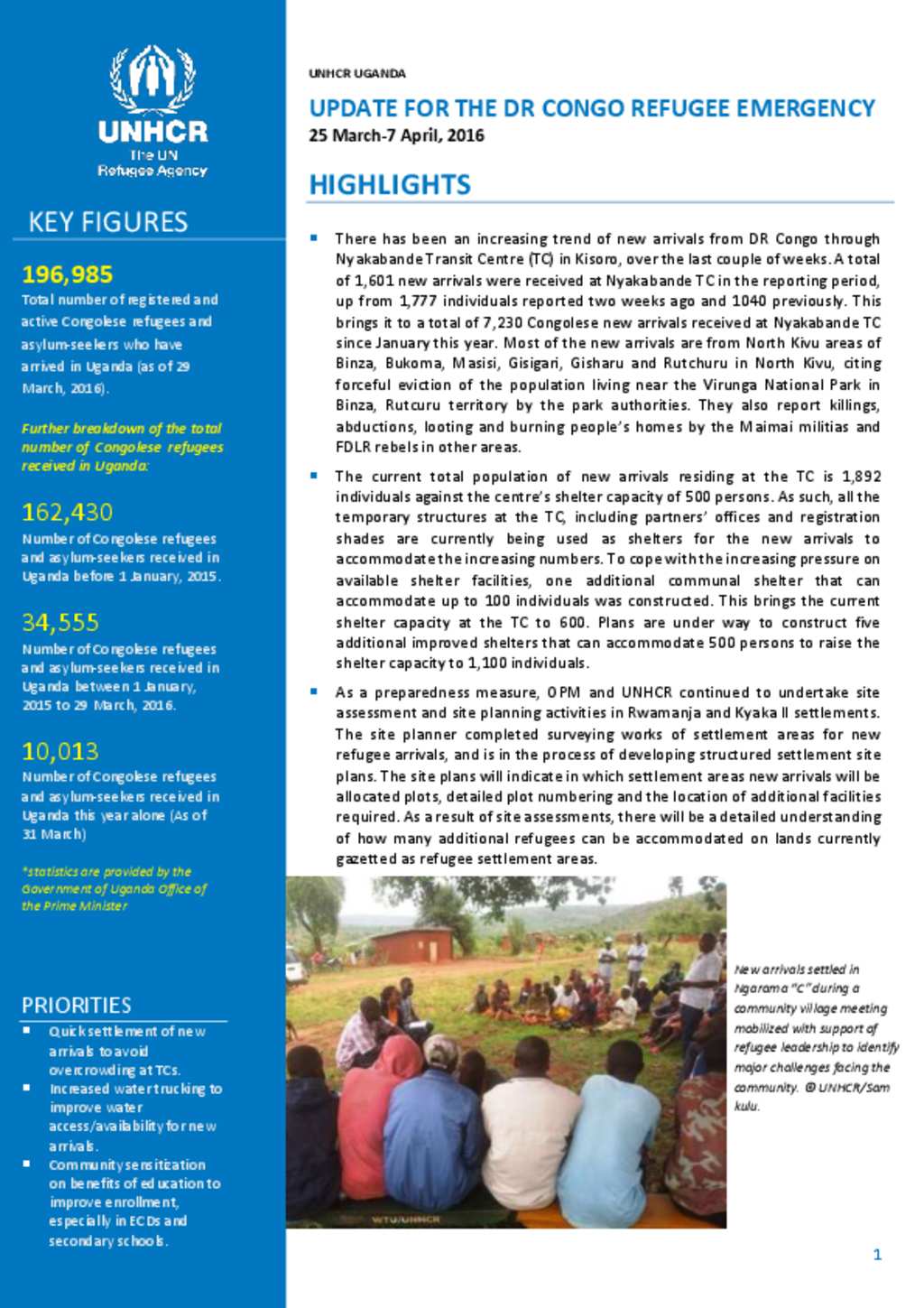 Document - UNHCR Uganda situation update for Congolese influx March 25 ...