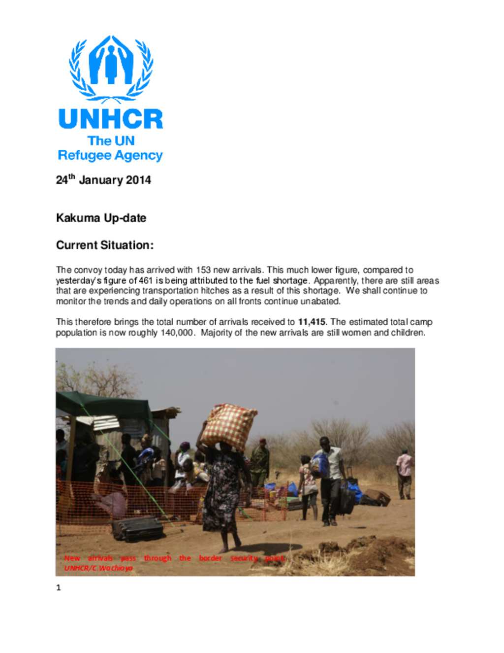 Document UNHCR Kenya Update on the Influx of South Sudanese to