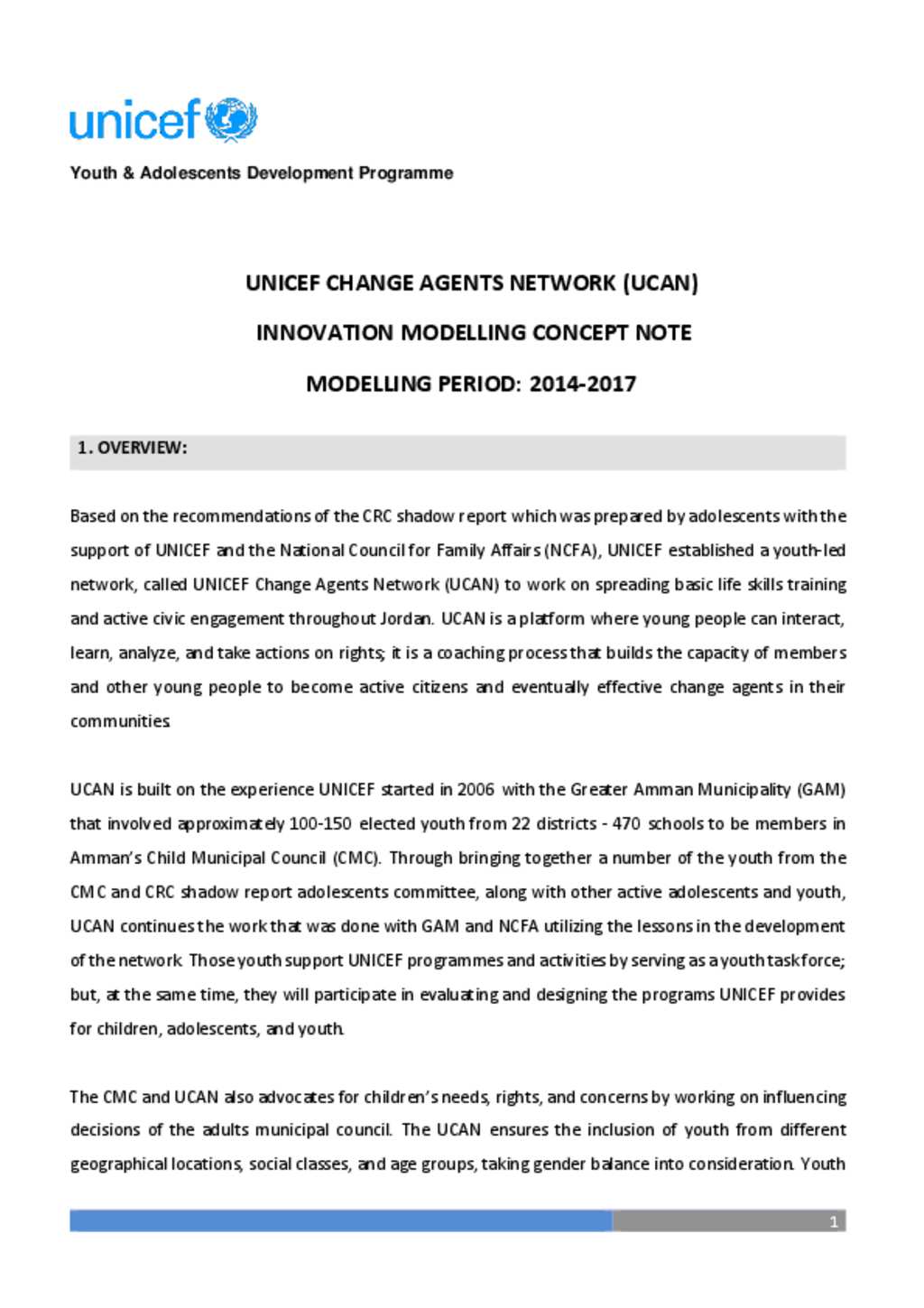 Document UNICEF Concept Note UCAN