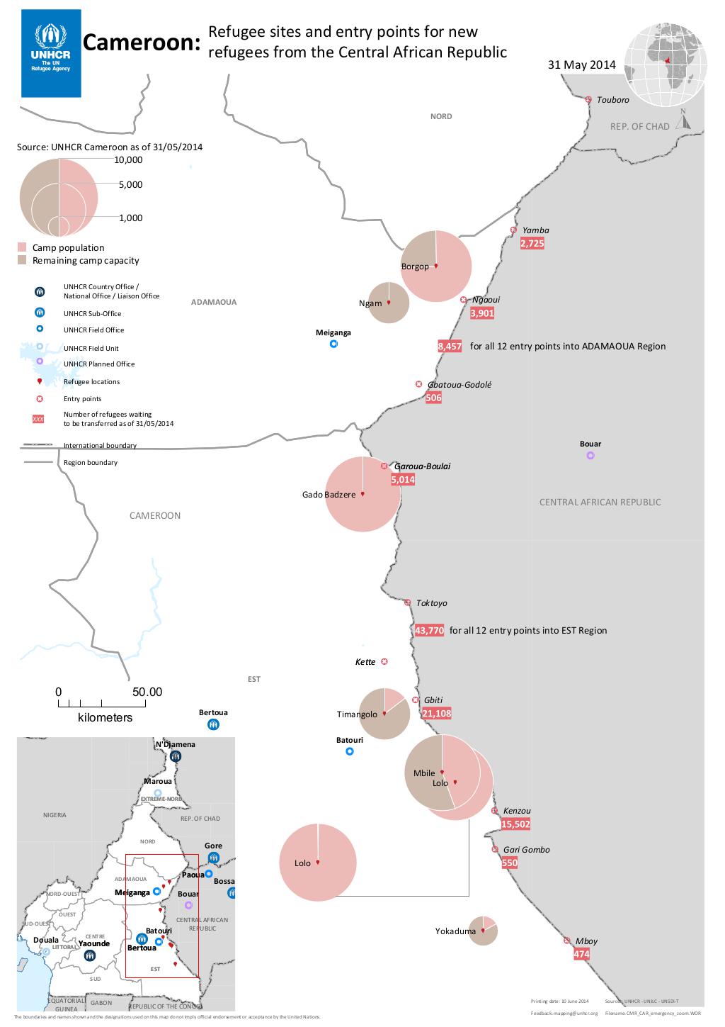 Document - Cameroon: Refugee sites and entry points for new refugees ...