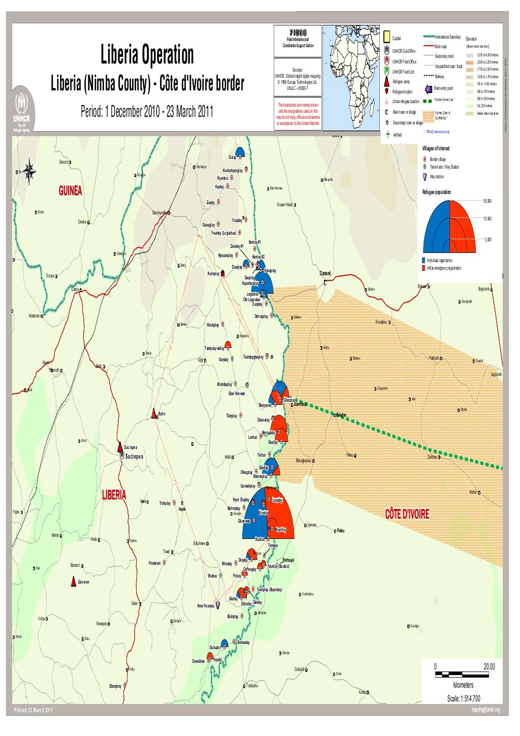 Map Of Nimba County Liberia Document - Liberia Operation - Liberia (Nimba County)-Côte D'ivoire Border  - 1 December 2010-23 March 2011