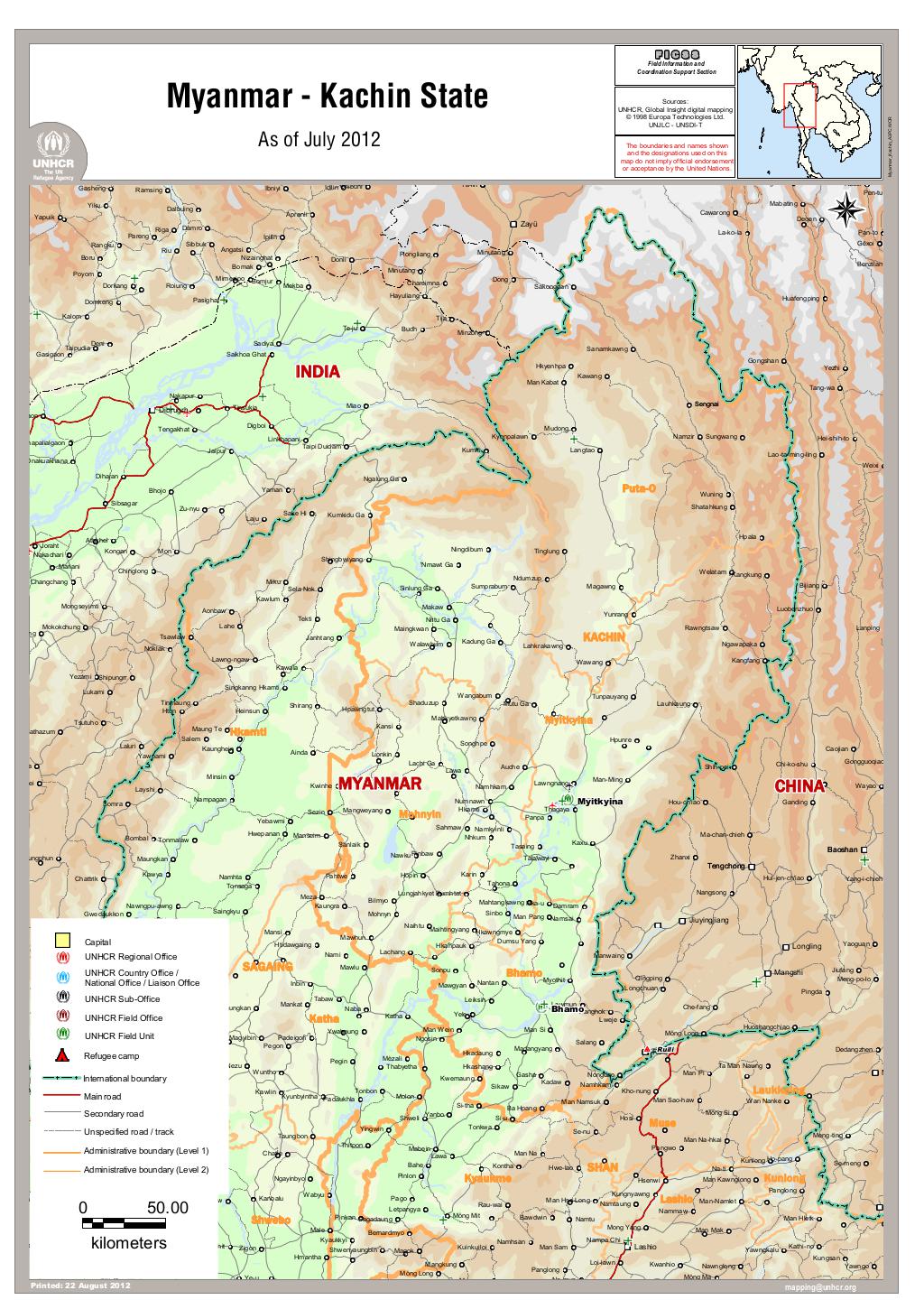 Kachin State Myanmar Map Document - Myanmar - Kachin State - July 2012