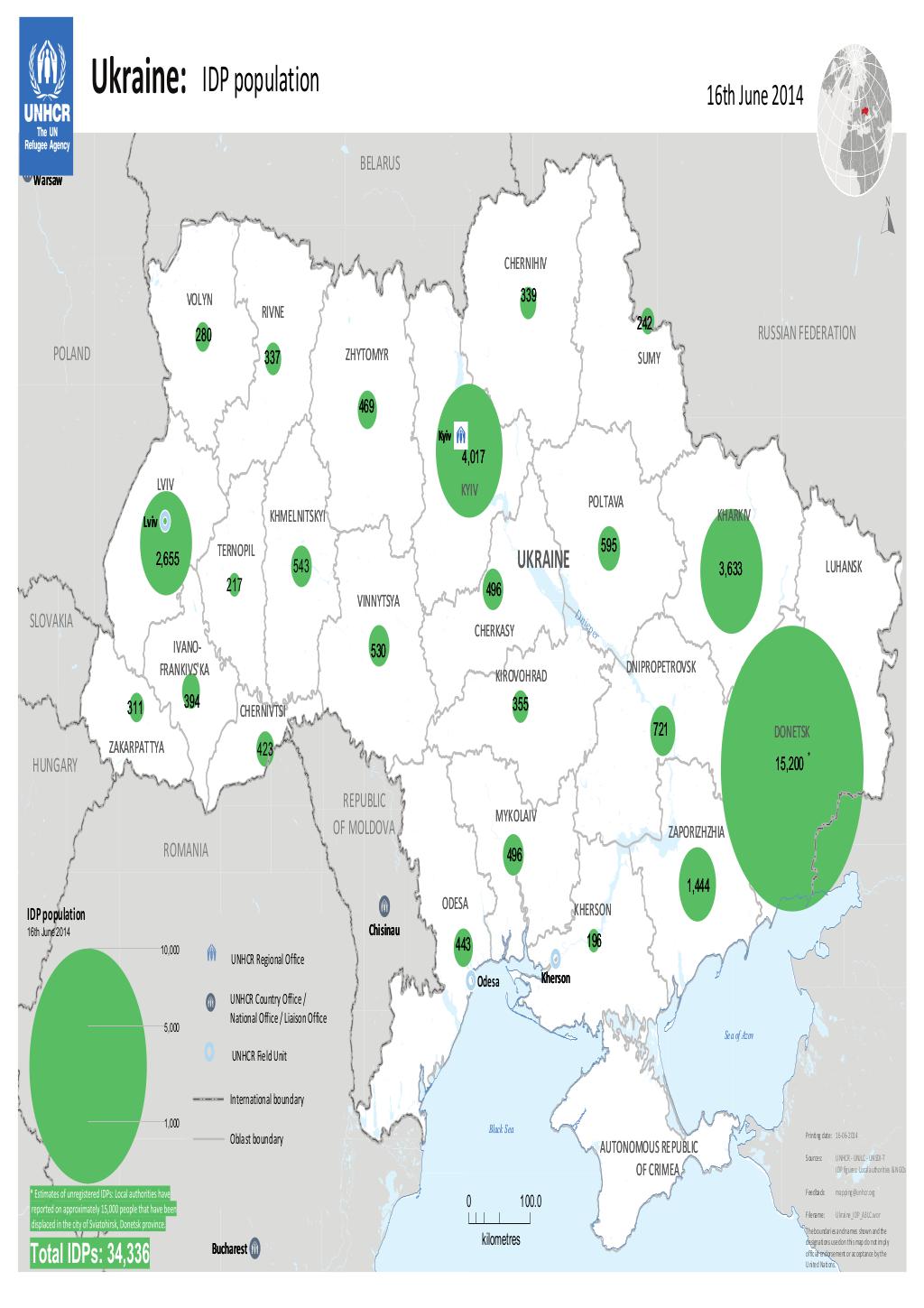 Document - Ukraine: IDP population - 16th June 2014