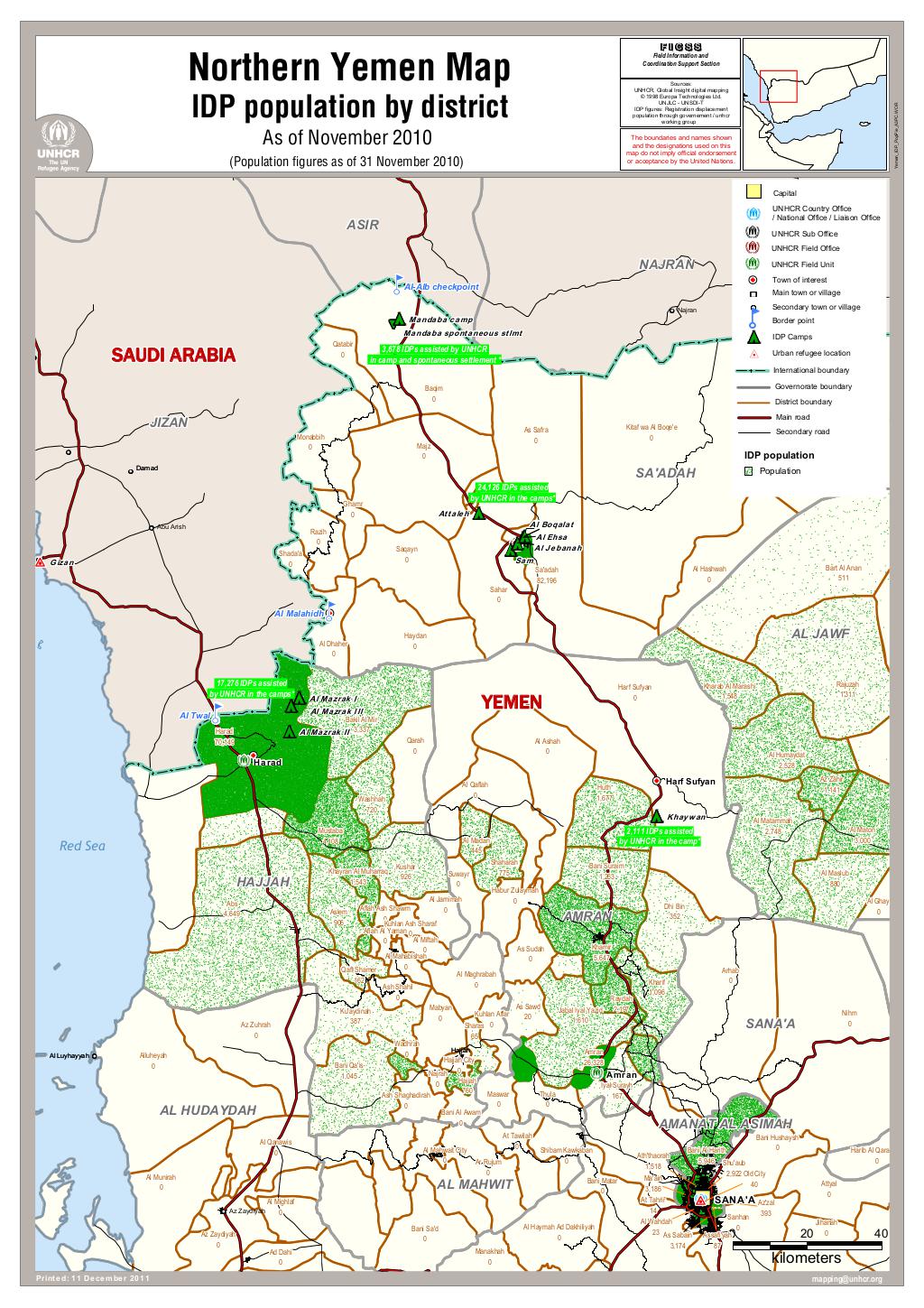 Document - Northern Yemen Map - IDP population by district - November 2010