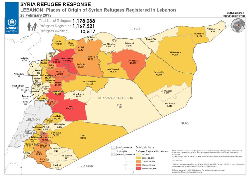 Document - UNHCR - Registration - Lebanon - Places Of Origin Of Syrian ...