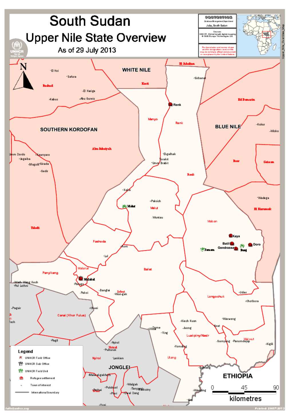 Document - UNHCR South Sudan - Upper Nile State Opeartional Map (as of ...