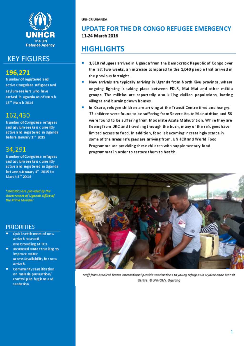 Document - UNHCR Uganda situation update for Congolese influx march 11 ...