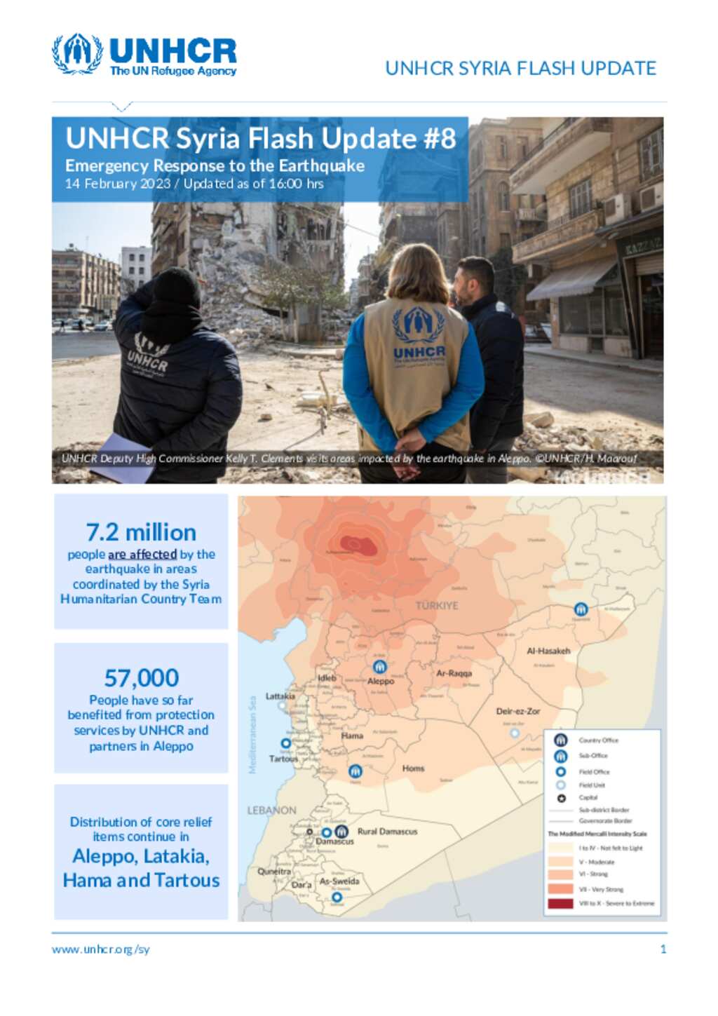 Document - UNHCR Syria Emergency Response To Earthquake: Flash Update #8