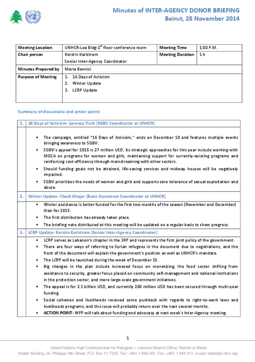 Document - Donor briefing- 28 November 2014